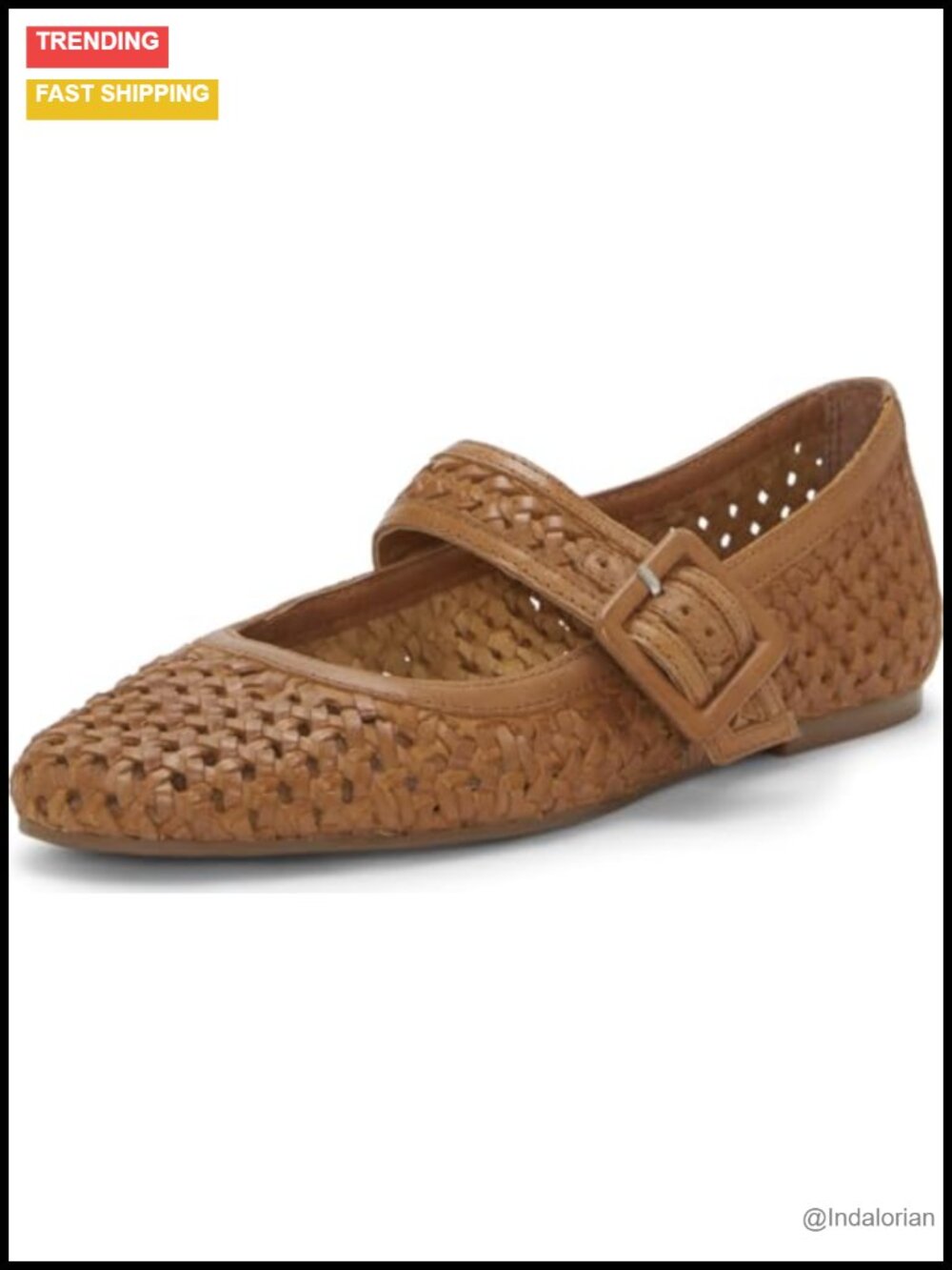 Leather Round Toe Flats with Buckle Adjustable Strap and Flexible Sole